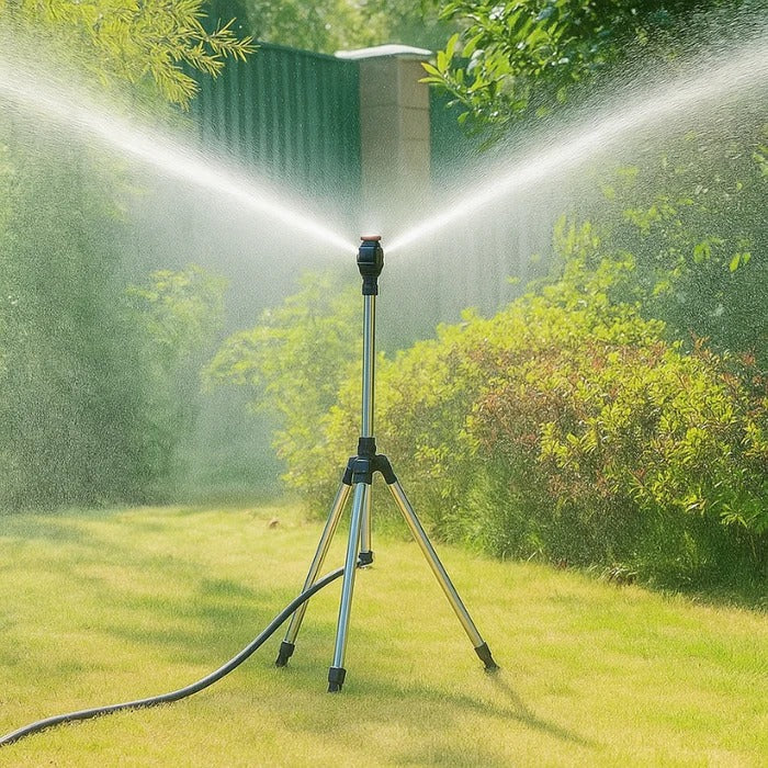 Tripod Sprinkler 360 Degree Adjustable Height & Dual Nozzles