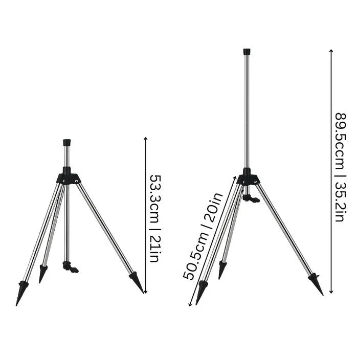 Tripod Sprinkler 360 Degree Adjustable Height & Dual Nozzles
