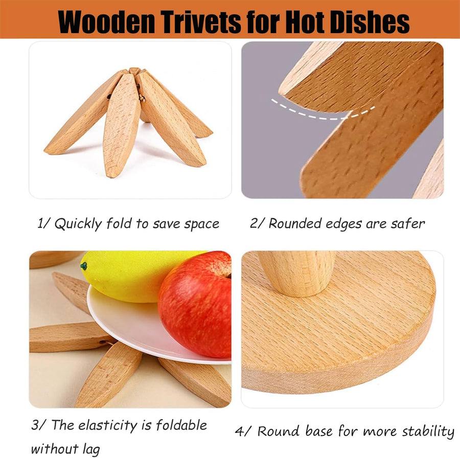Trivet Solid Wood Foldable & Heat-Resistant
