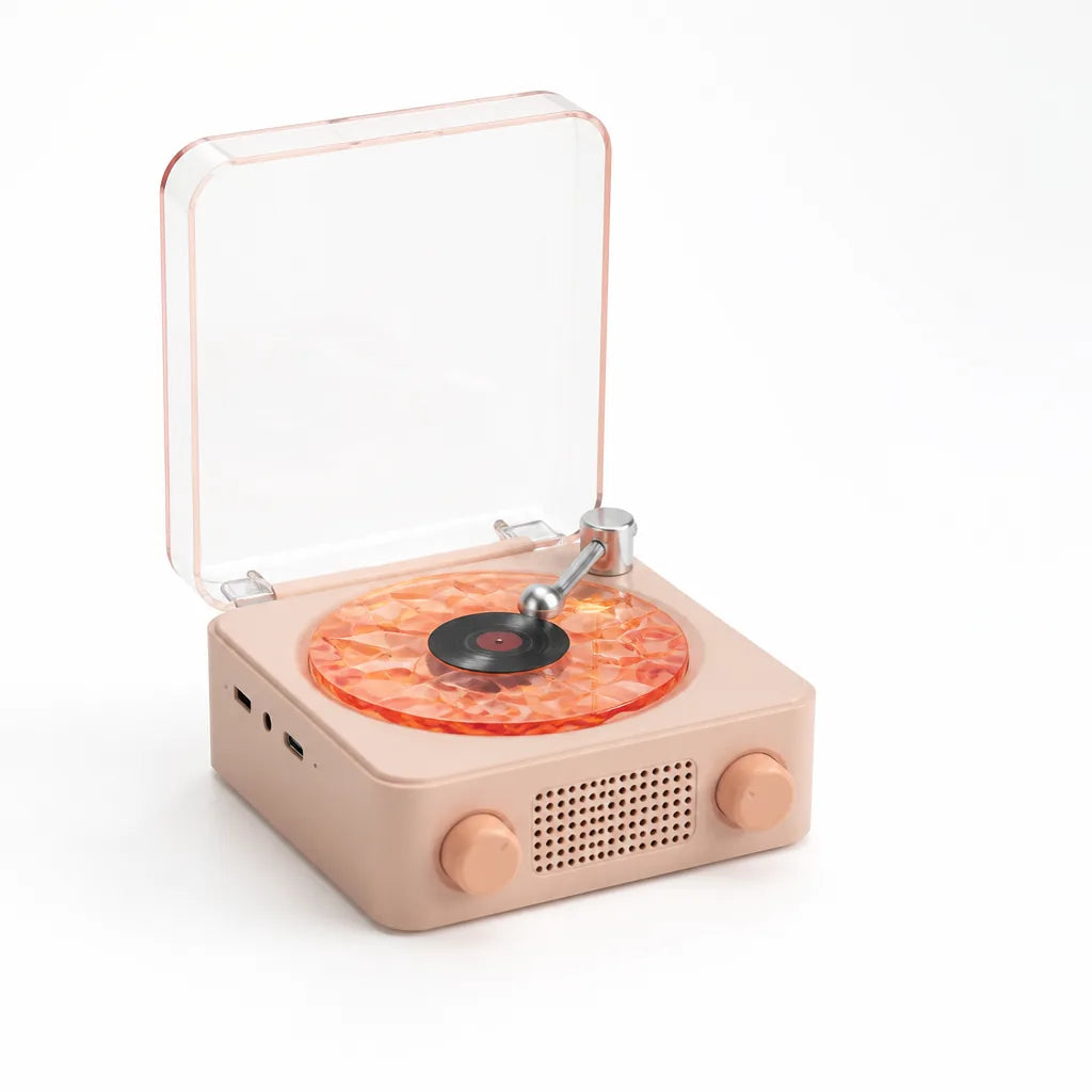Turntable-Style Spinning Disc with RGB Light Bluetooth Speaker (360° Stereo)