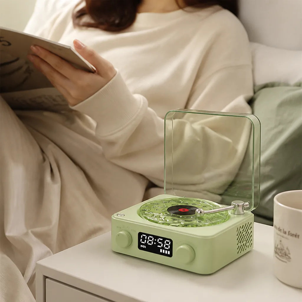 Turntable-Style Spinning Disc with RGB Light Bluetooth Speaker (360° Stereo)