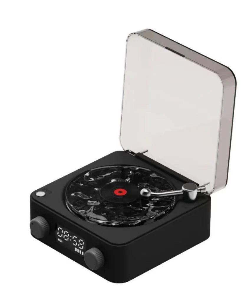 Turntable-Style Spinning Disc with RGB Light Bluetooth Speaker (360° Stereo)
