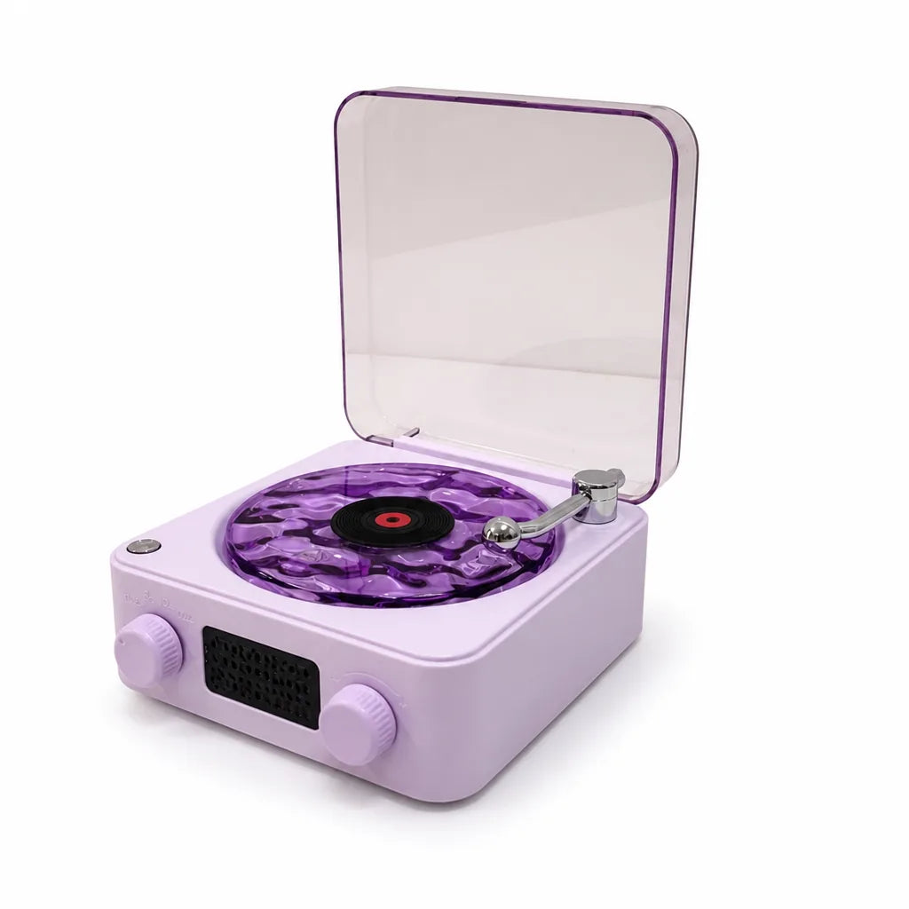 Turntable-Style Spinning Disc with RGB Light Bluetooth Speaker (360° Stereo)