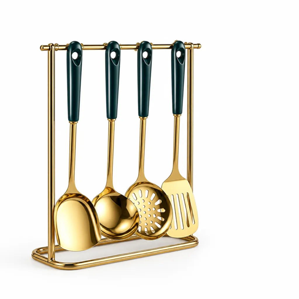 Utensil Set Stainless Steel Heat-Resistant 6-Piece Hanging Rack