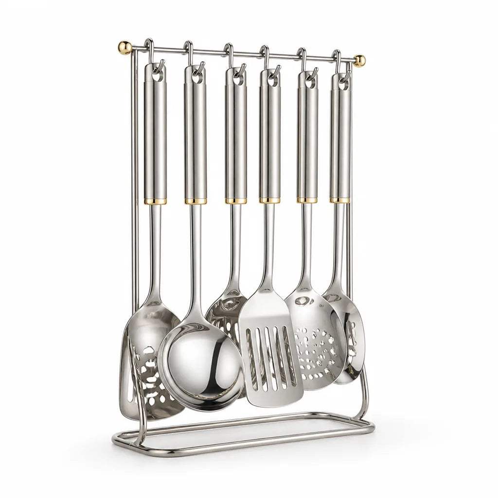 Utensil Set Stainless Steel Heat-Resistant 6-Piece Hanging Rack