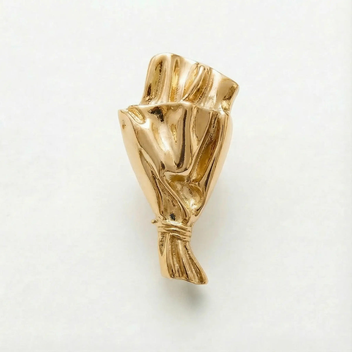 Vase Brooch Real-Stem Opening Polished Metal