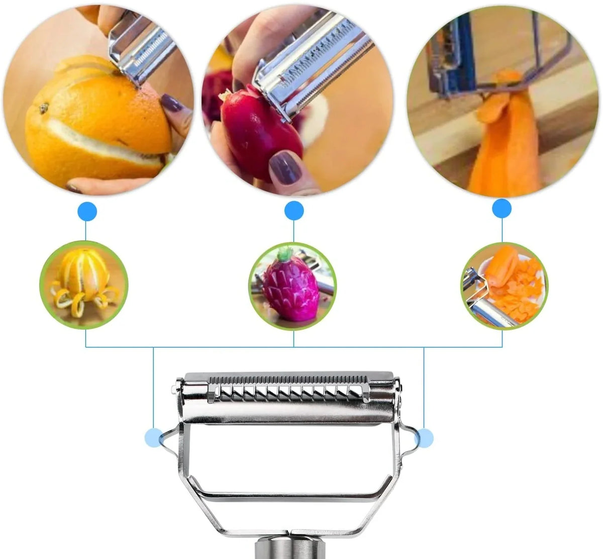Vegetable Peeler & Julienne Cutter Stainless Steel Dishwasher-Safe