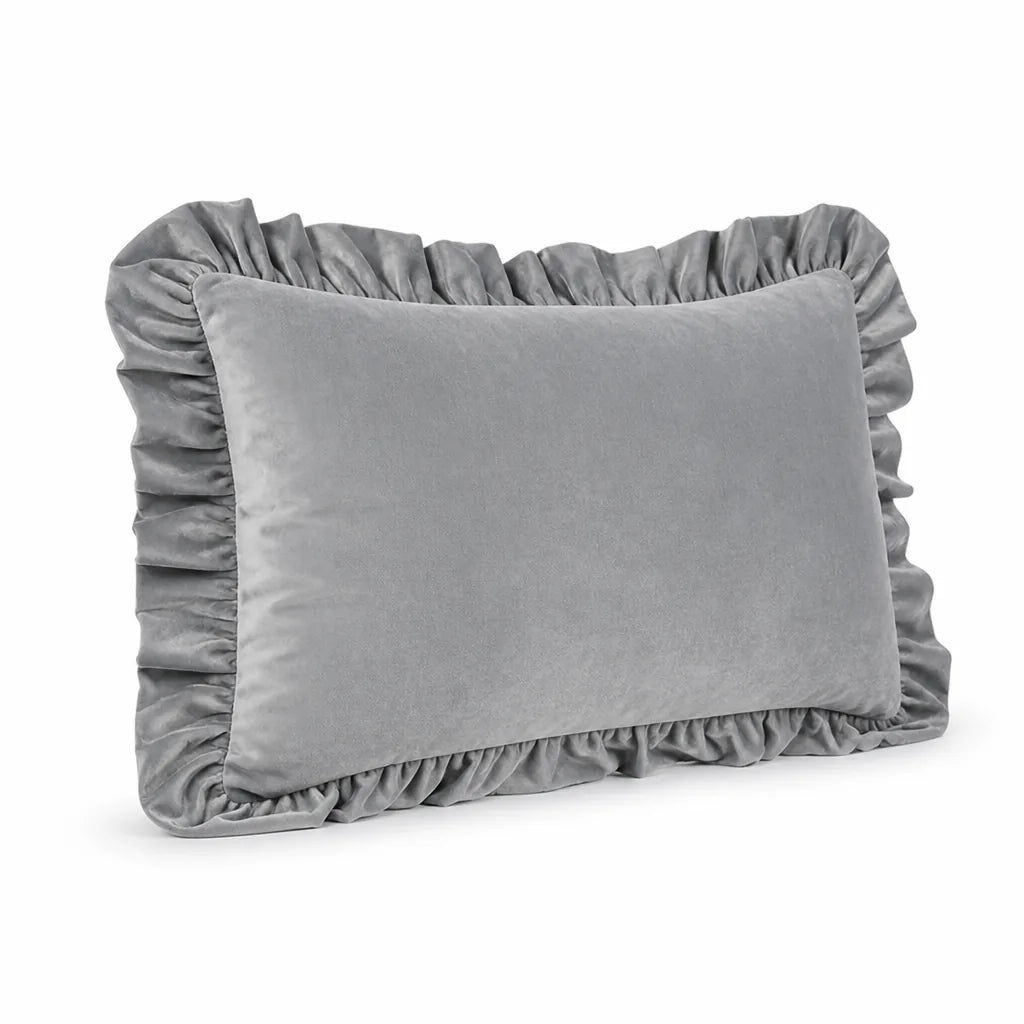 Velvet Face Pillow Sham With Ruffled Flange (Hidden Zipper)