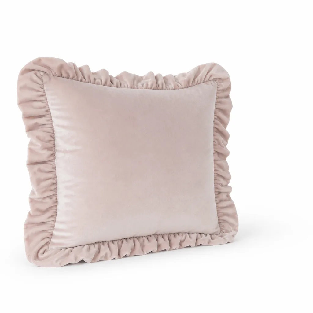 Velvet Face Pillow Sham With Ruffled Flange (Hidden Zipper)