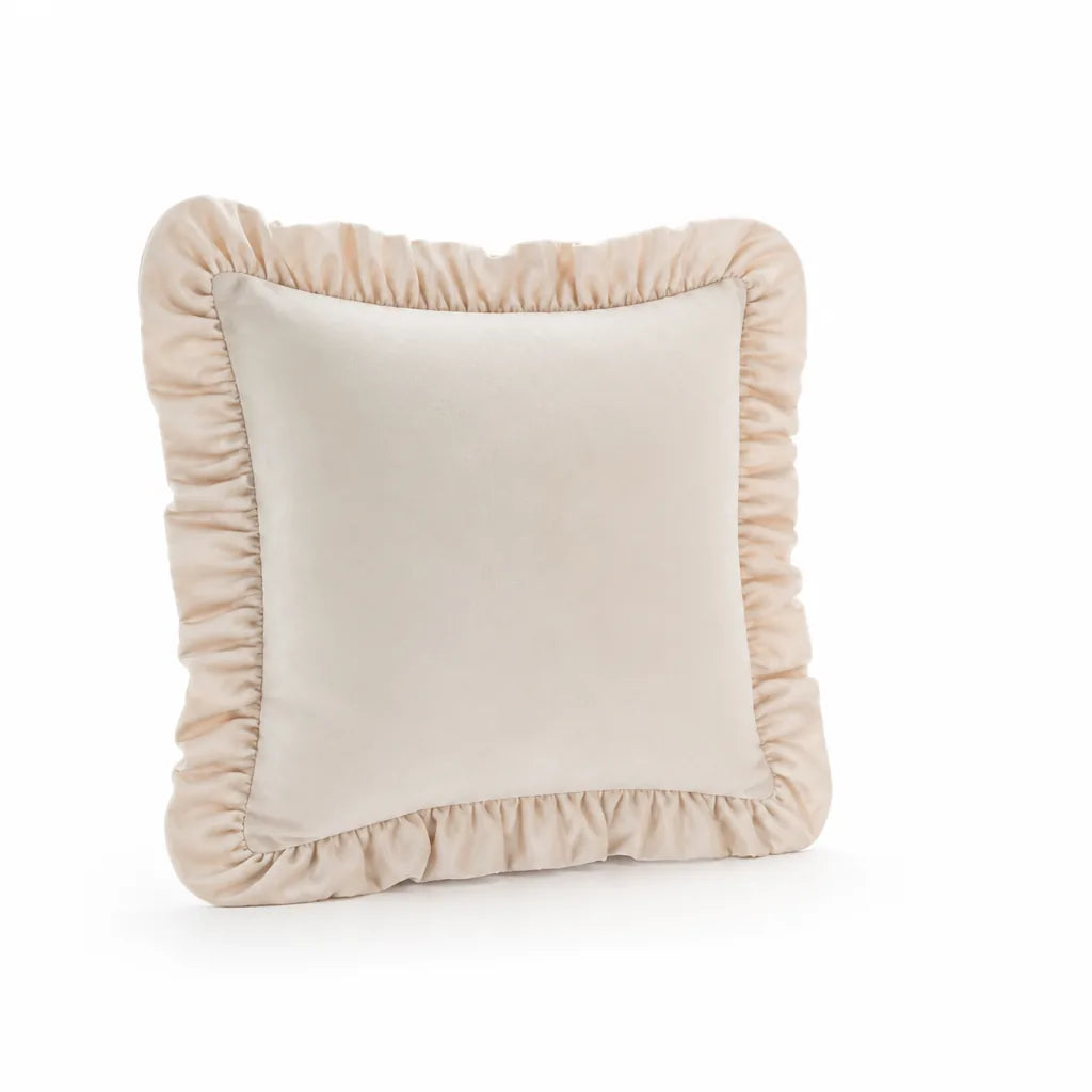 Velvet Face Pillow Sham With Ruffled Flange (Hidden Zipper)