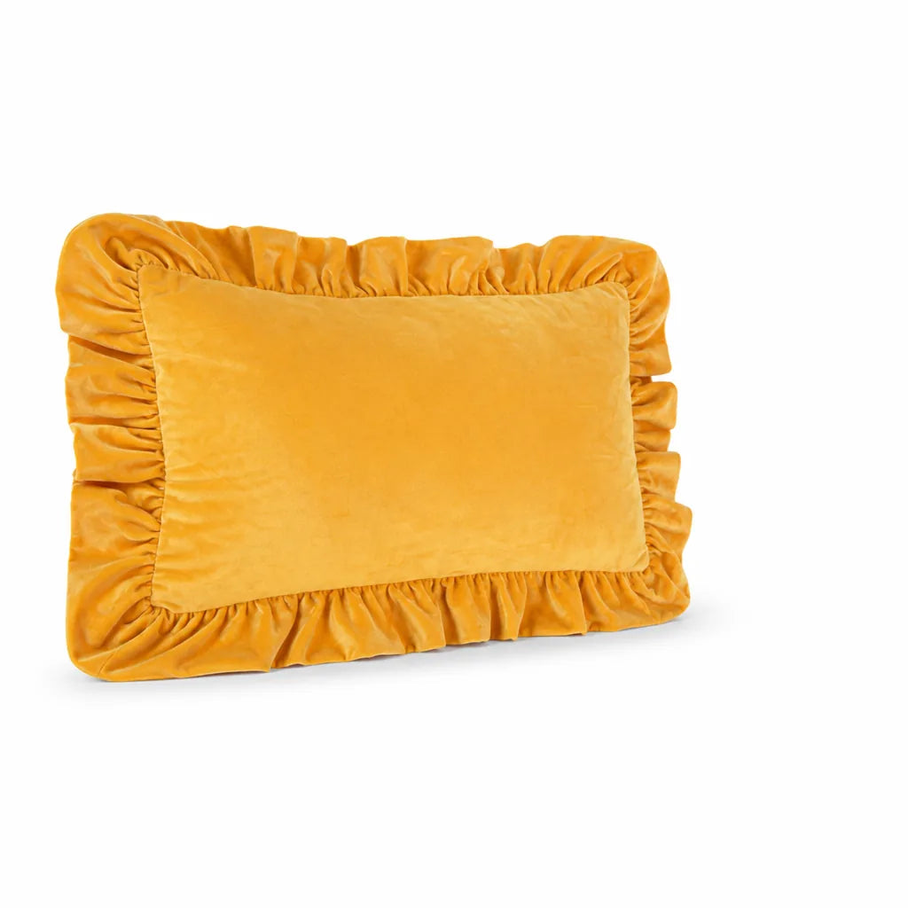 Velvet Face Pillow Sham With Ruffled Flange (Hidden Zipper)