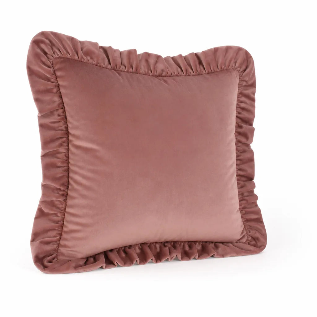 Velvet Face Pillow Sham With Ruffled Flange (Hidden Zipper)