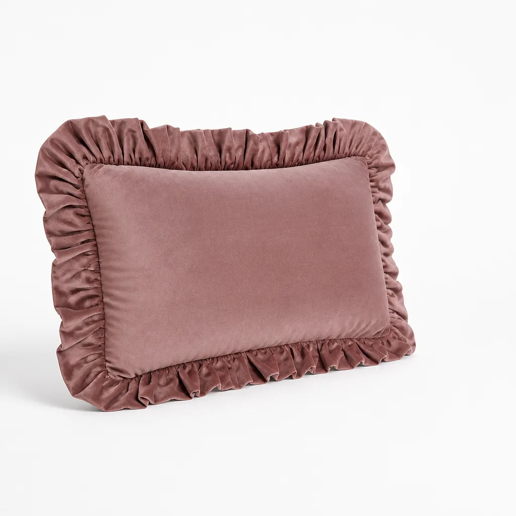 Velvet Face Pillow Sham With Ruffled Flange (Hidden Zipper)