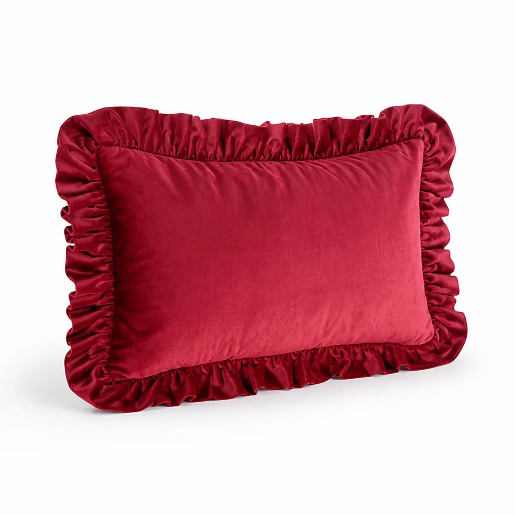 Velvet Face Pillow Sham With Ruffled Flange (Hidden Zipper)