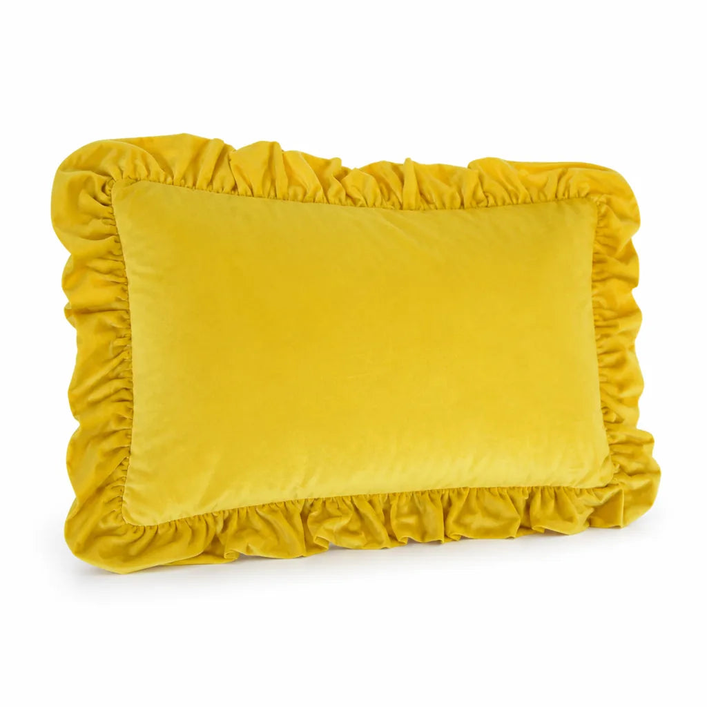 Velvet Face Pillow Sham With Ruffled Flange (Hidden Zipper)