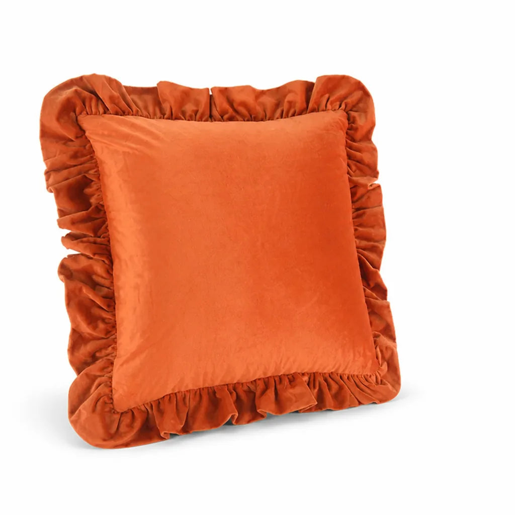 Velvet Face Pillow Sham With Ruffled Flange (Hidden Zipper)