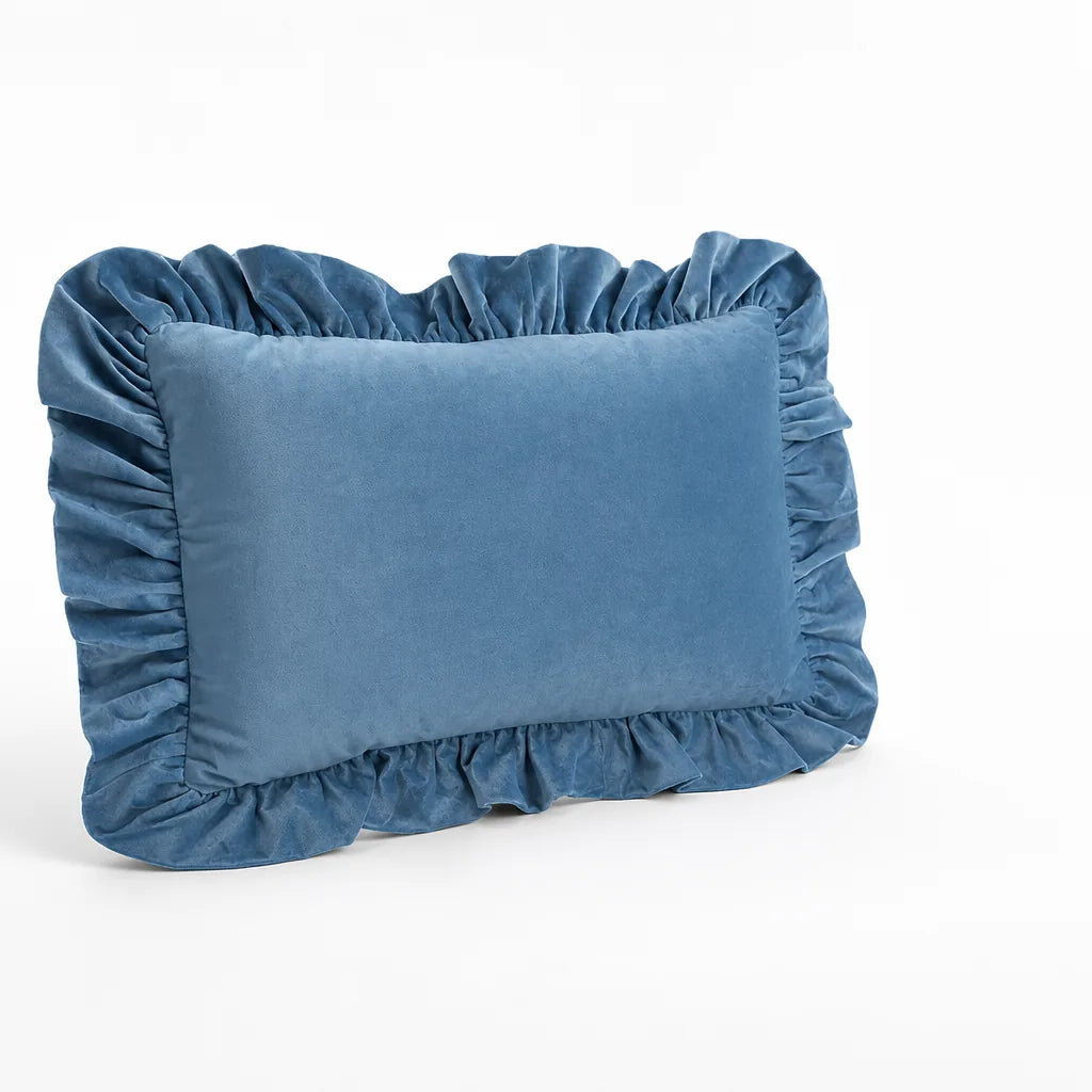 Velvet Face Pillow Sham With Ruffled Flange (Hidden Zipper)