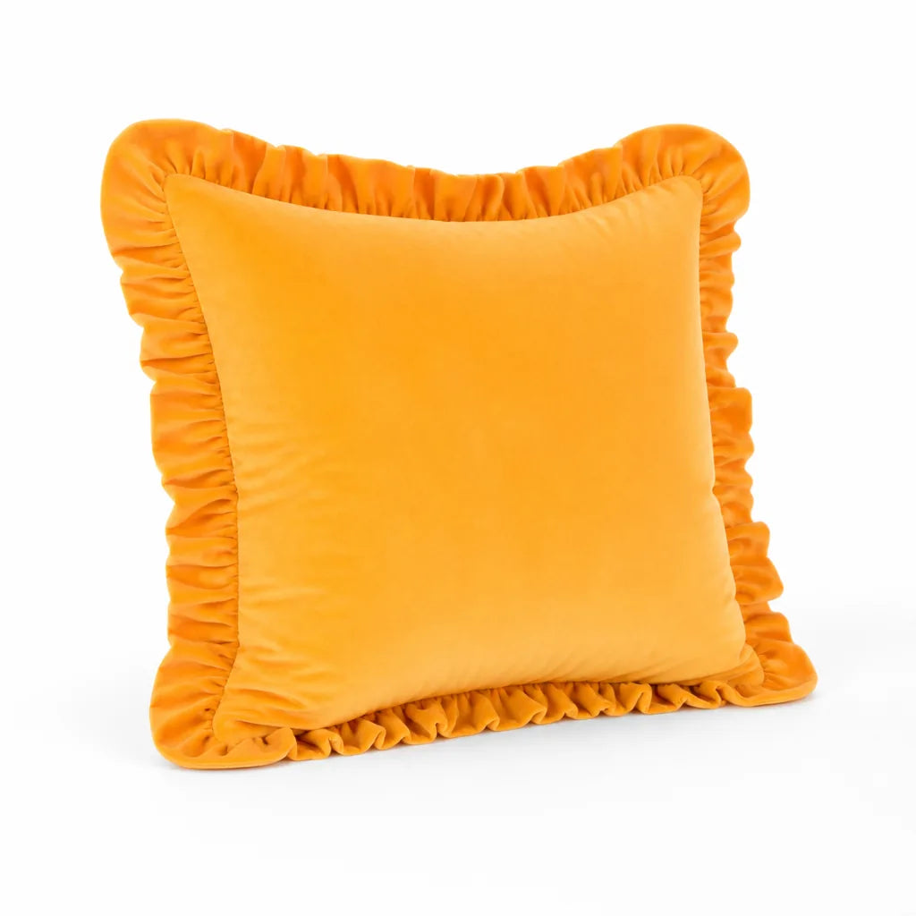 Velvet Face Pillow Sham With Ruffled Flange (Hidden Zipper)