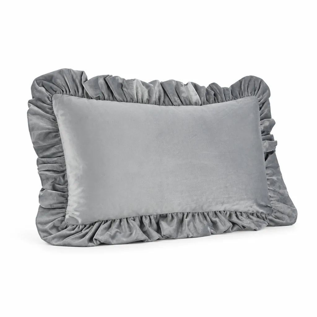 Velvet Face Pillow Sham With Ruffled Flange (Hidden Zipper)
