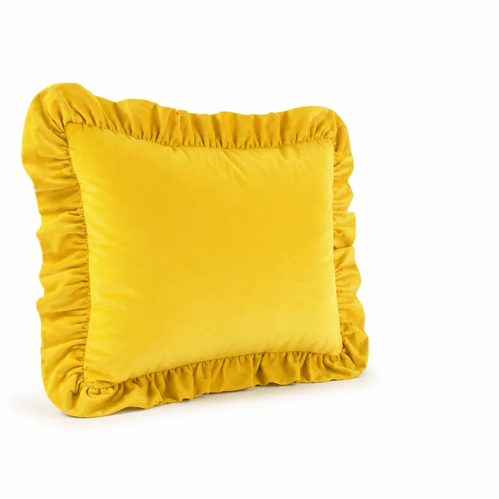 Velvet Face Pillow Sham With Ruffled Flange (Hidden Zipper)
