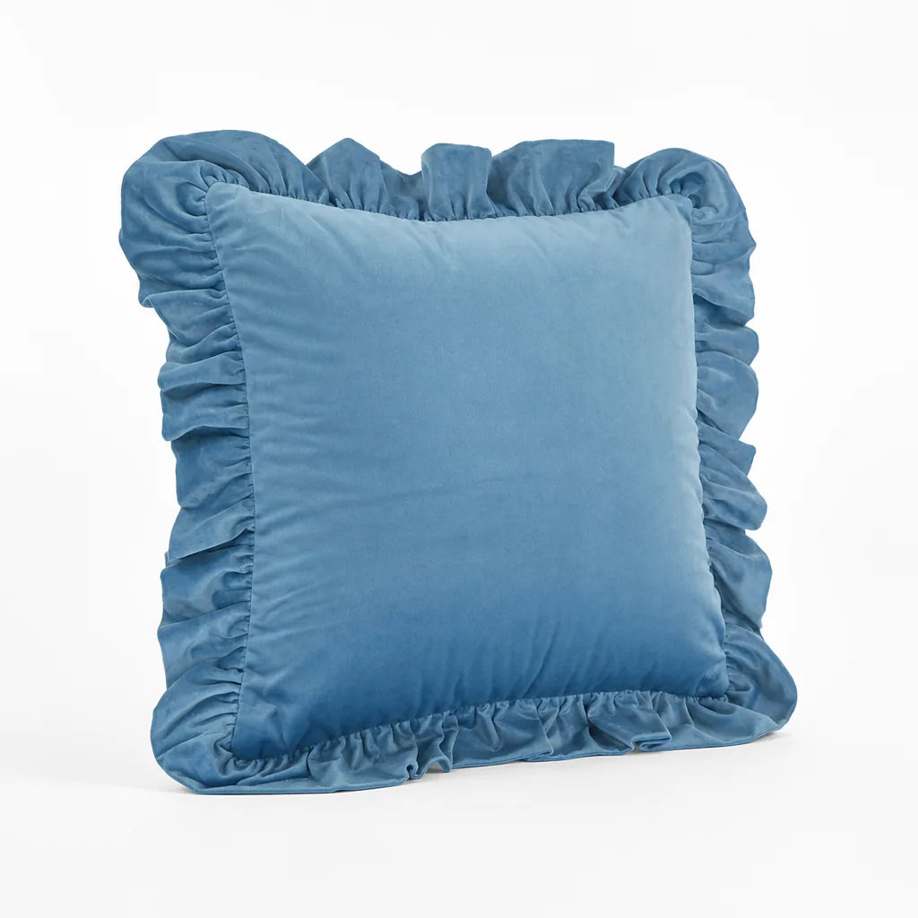 Velvet Face Pillow Sham With Ruffled Flange (Hidden Zipper)