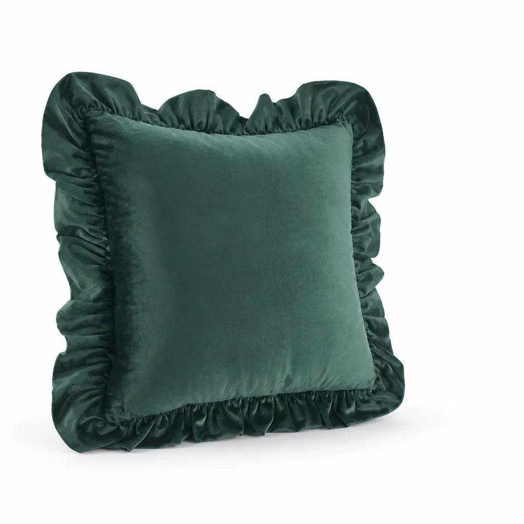 Velvet Face Pillow Sham With Ruffled Flange (Hidden Zipper)
