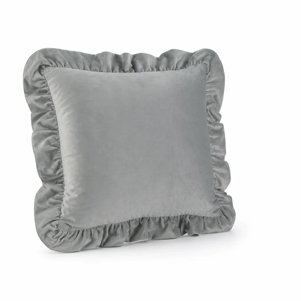 Velvet Face Pillow Sham With Ruffled Flange (Hidden Zipper)