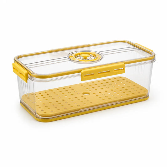 Ventilated Stackable Refrigerator Organizer Box (Adjustable Vents, Side-Locking Lid)