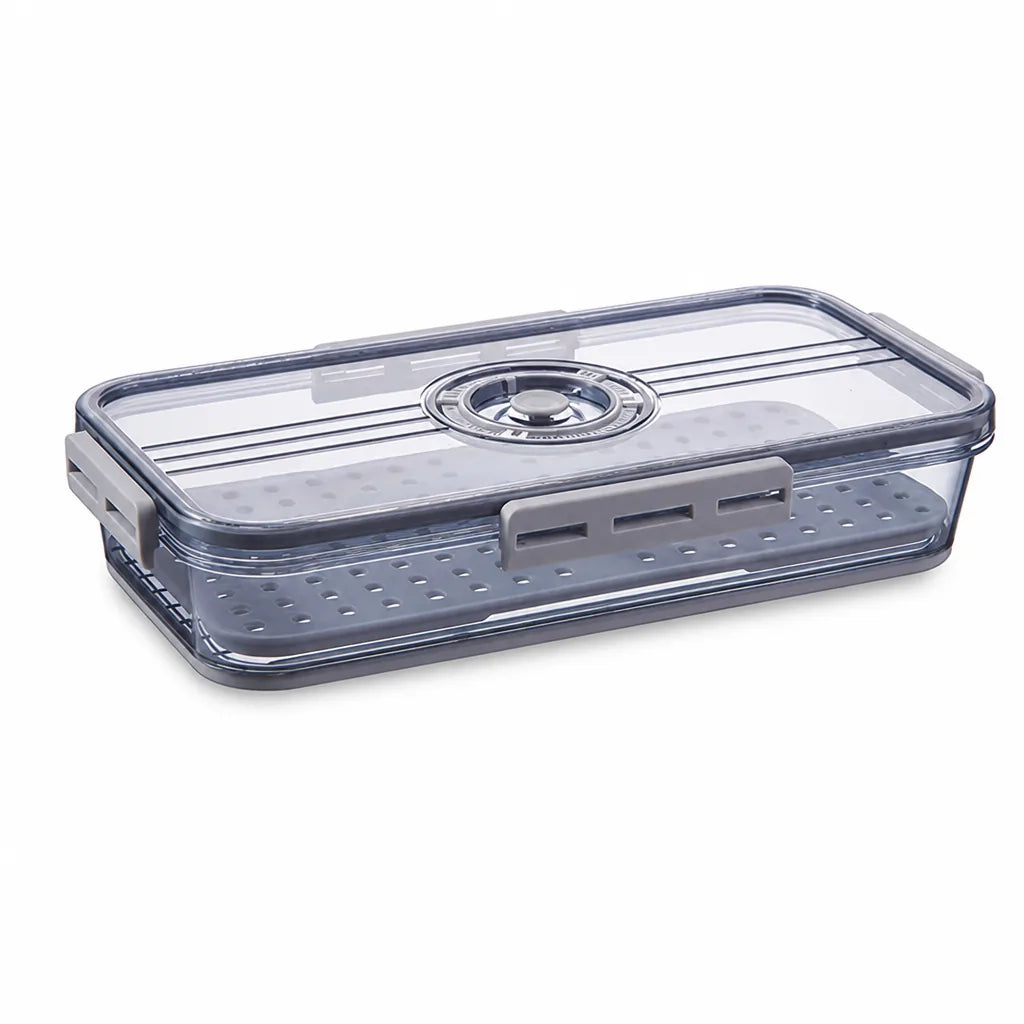 Ventilated Stackable Refrigerator Organizer Box (Adjustable Vents, Side-Locking Lid)