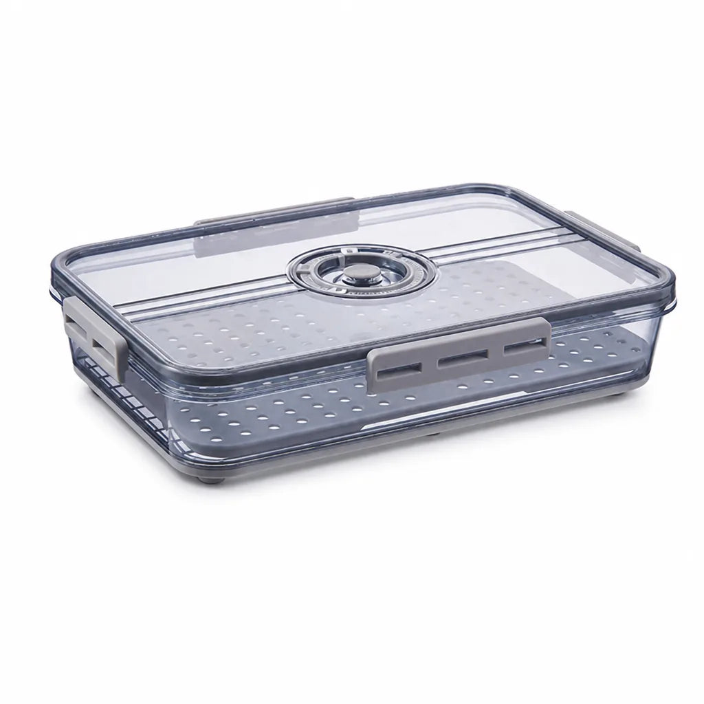 Ventilated Stackable Refrigerator Organizer Box (Adjustable Vents, Side-Locking Lid)