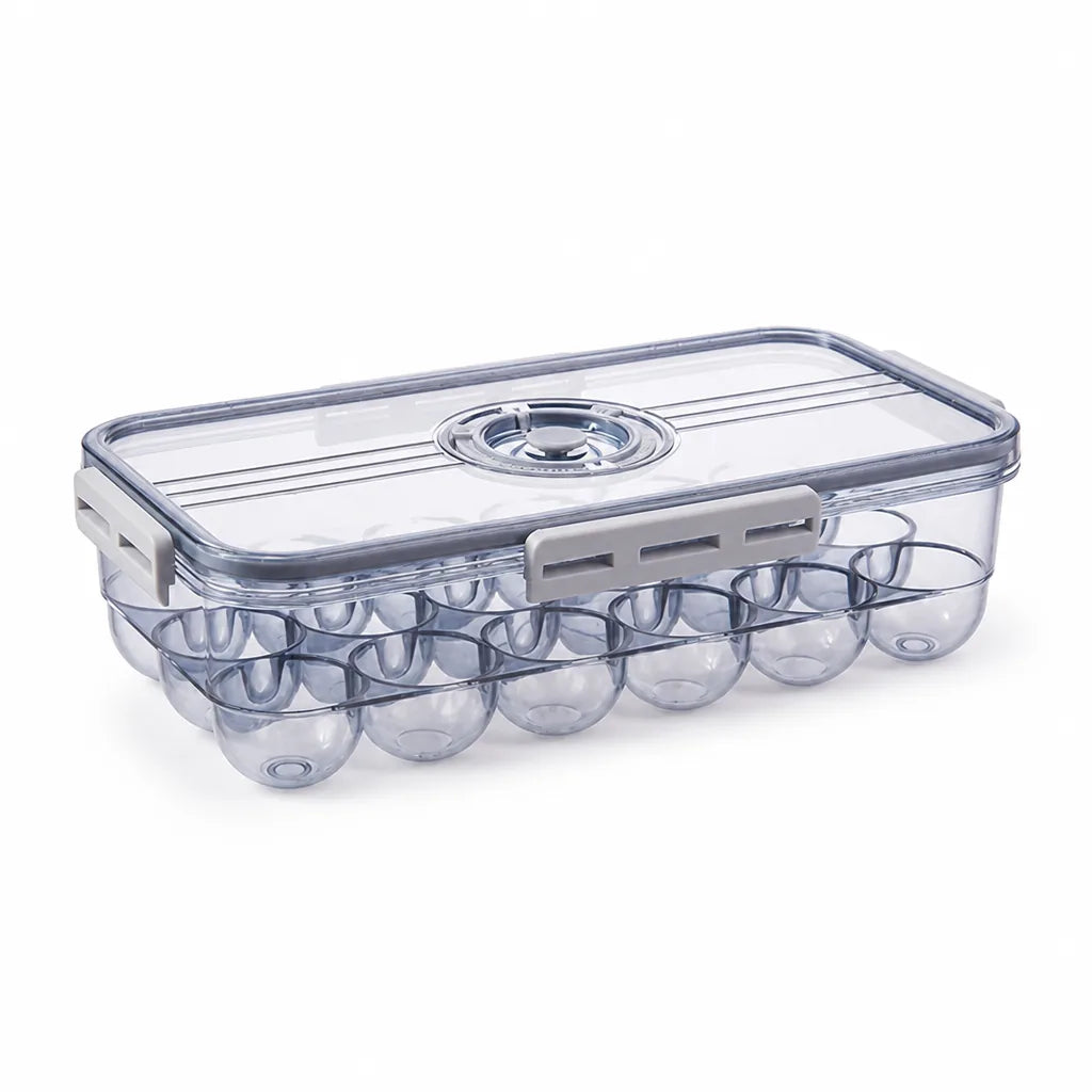 Ventilated Stackable Refrigerator Organizer Box (Adjustable Vents, Side-Locking Lid)