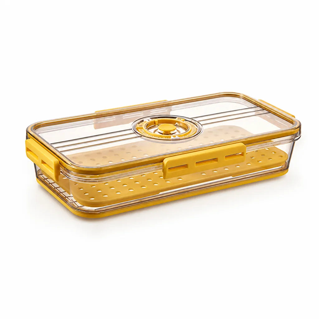 Ventilated Stackable Refrigerator Organizer Box (Adjustable Vents, Side-Locking Lid)