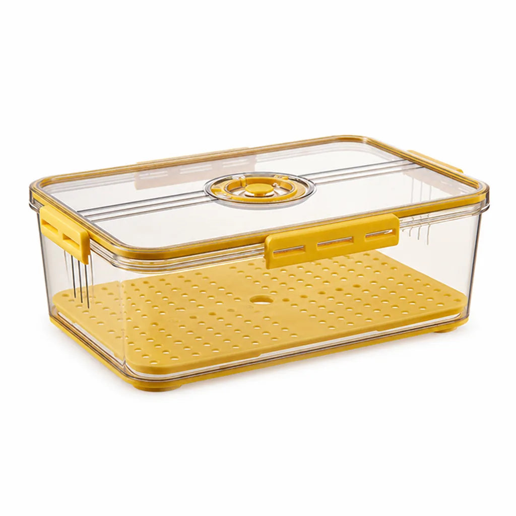 Ventilated Stackable Refrigerator Organizer Box (Adjustable Vents, Side-Locking Lid)