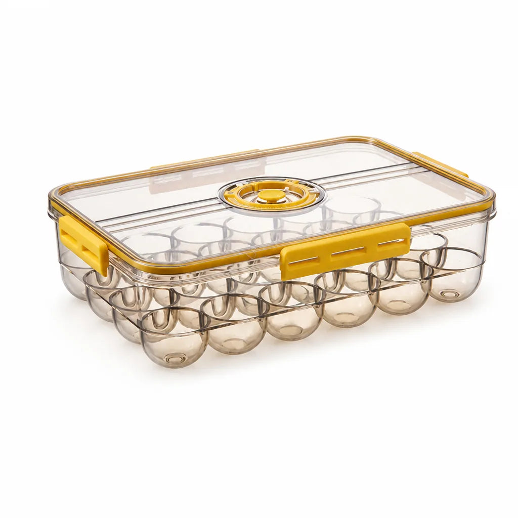Ventilated Stackable Refrigerator Organizer Box (Adjustable Vents, Side-Locking Lid)
