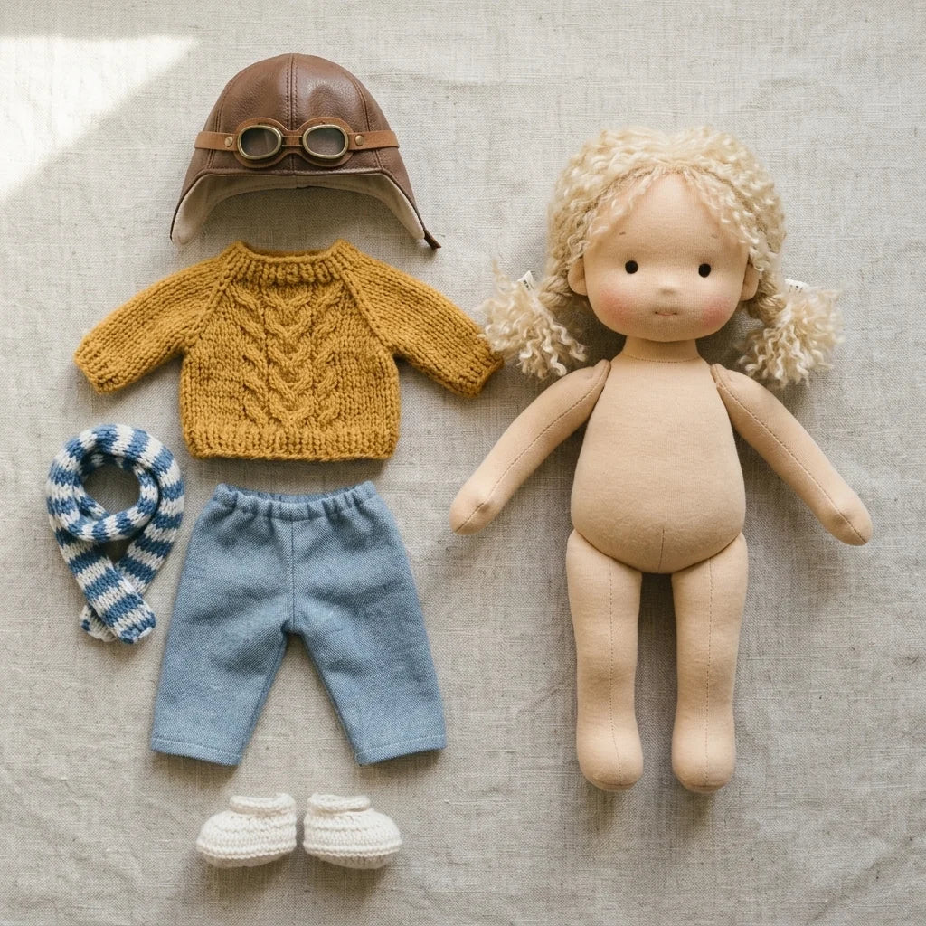 Waldorf Doll 12 Inch Cotton-Blend Body & Removable Knitted Outfit