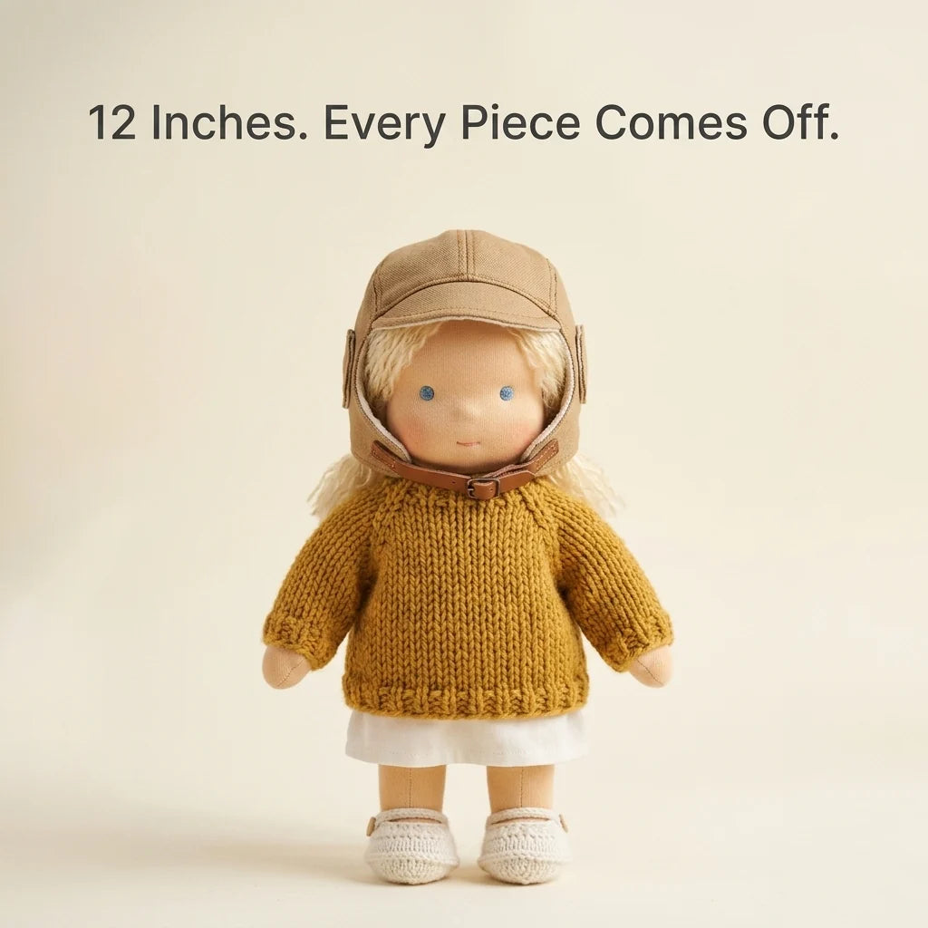 Waldorf Doll 12 Inch Cotton-Blend Body & Removable Knitted Outfit