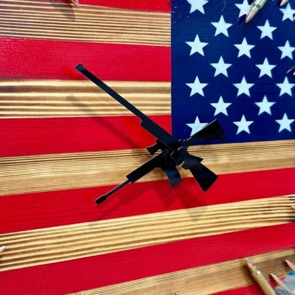 Wall Clock American Flag Bullet Hour Markers