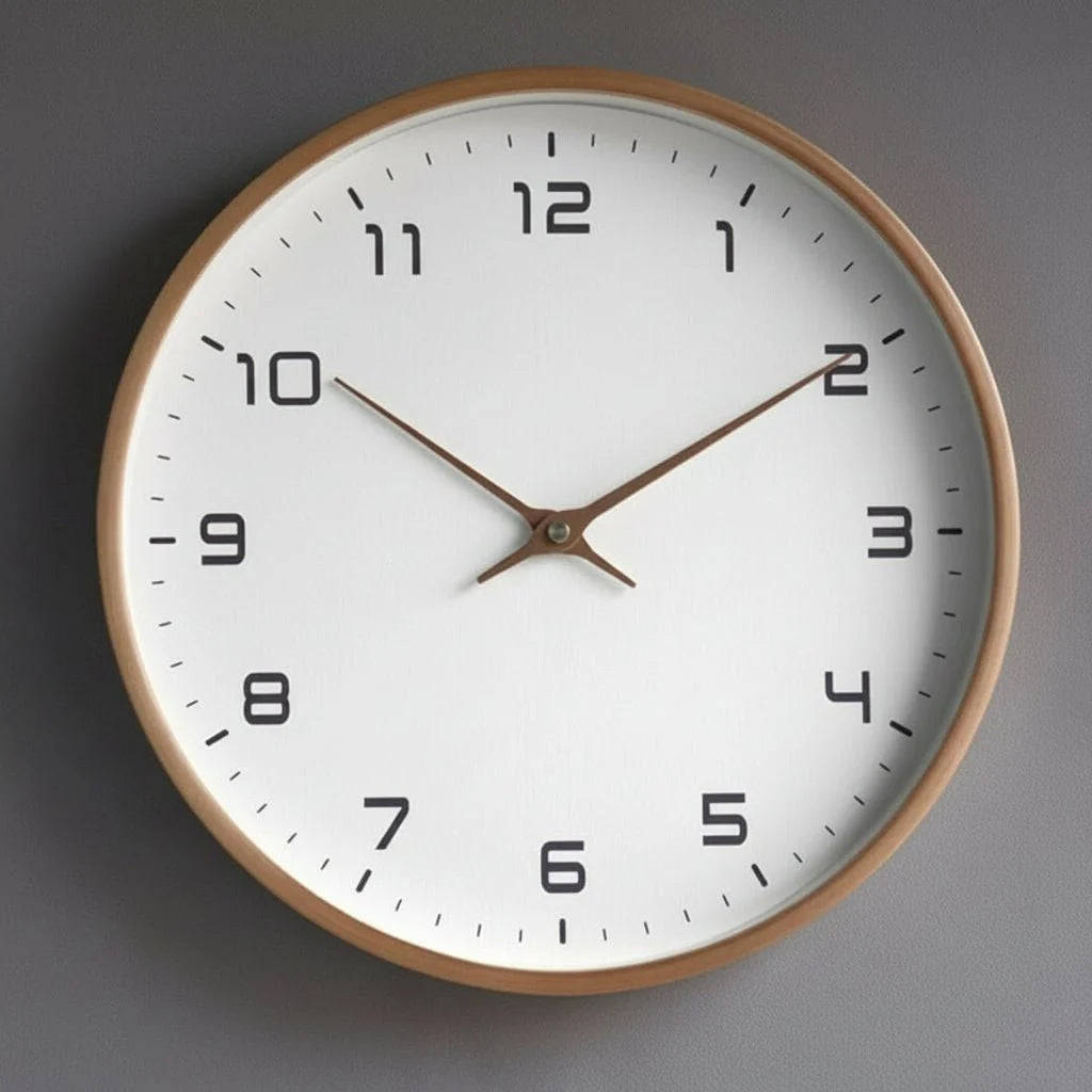 Wall Clock Silent Quartz Natural Wood Square Face