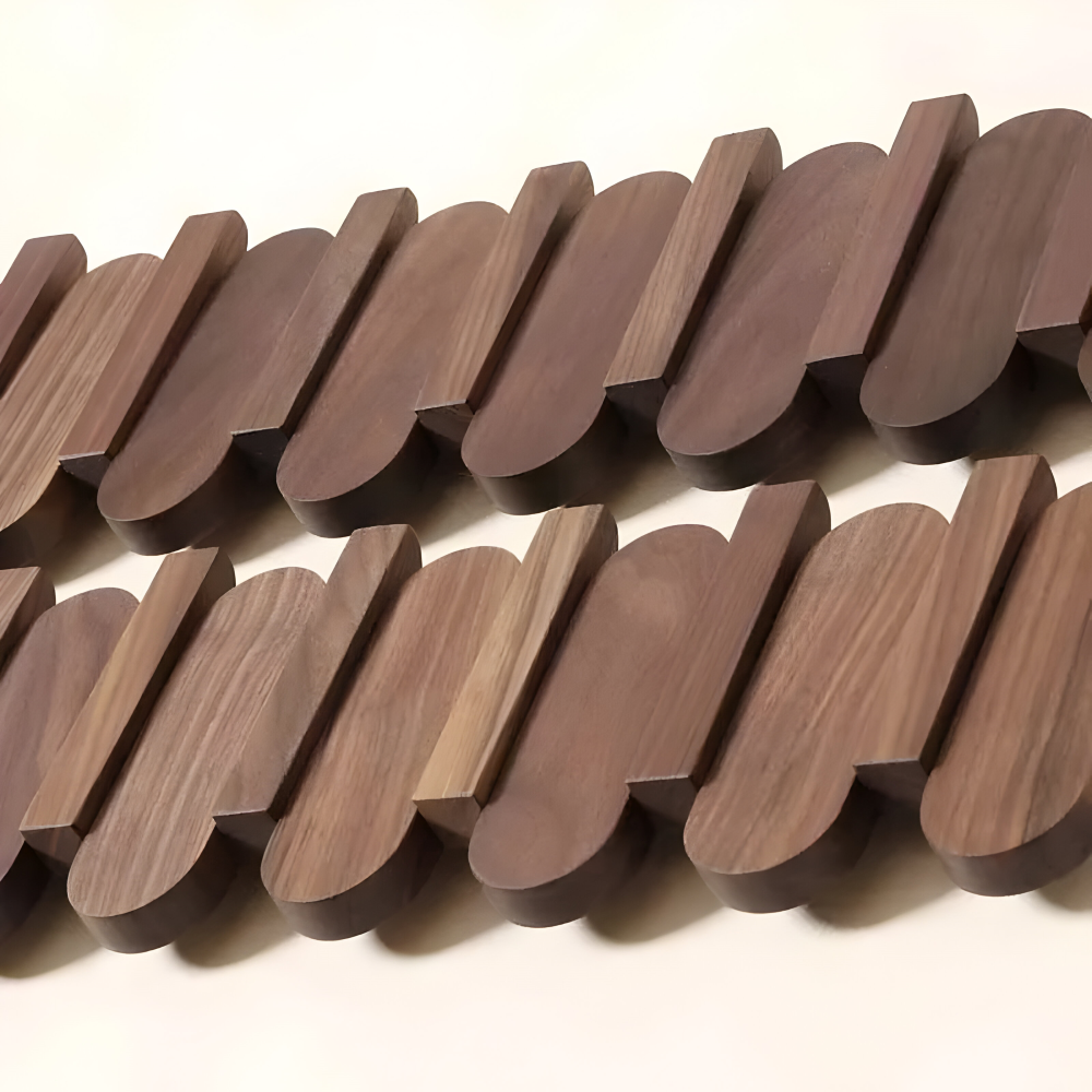 Wall Coat Rack Solid Wood Walnut Finish Rounded Hooks