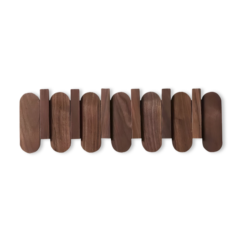 Wall Coat Rack Solid Wood Walnut Finish Rounded Hooks