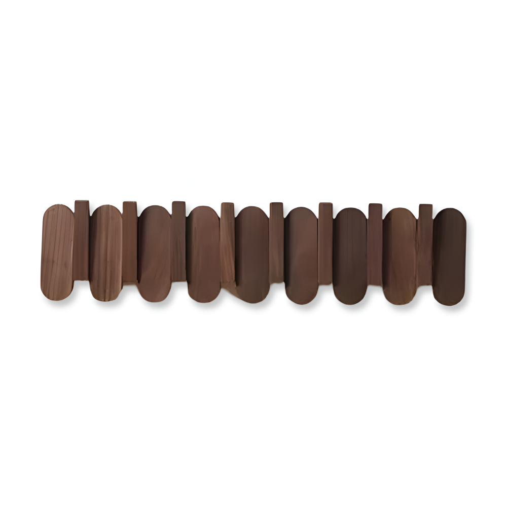 Wall Coat Rack Solid Wood Walnut Finish Rounded Hooks