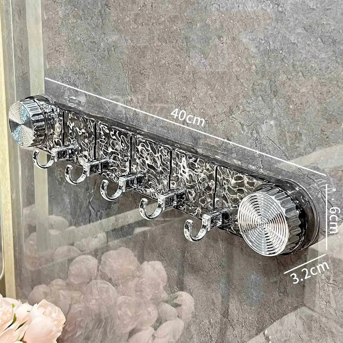 Wall Hook Rail Suction-Cup Drill-Free 5 Hooks