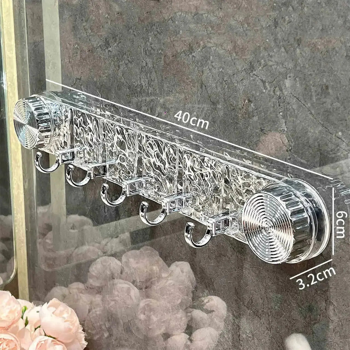 Wall Hook Rail Suction-Cup Drill-Free 5 Hooks