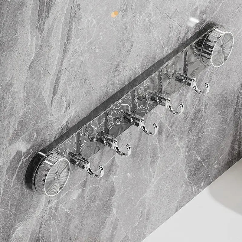 Wall Hook Rail Suction-Cup Drill-Free 5 Hooks