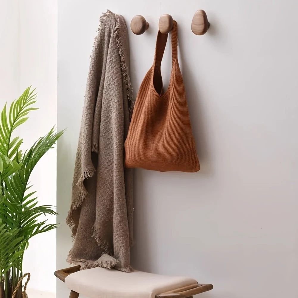 Wall Hooks Solid Wood Hand-Finished Set of 4