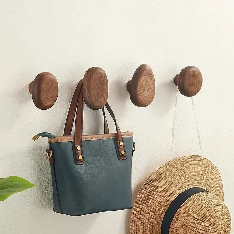 Wall Hooks Solid Wood Hand-Finished Set of 4