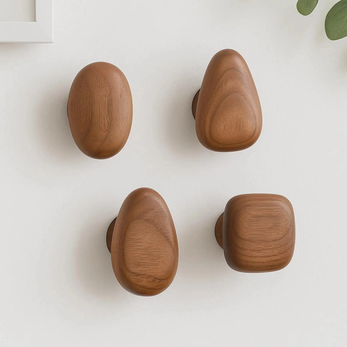 Wall Hooks Solid Wood Hand-Finished Set of 4