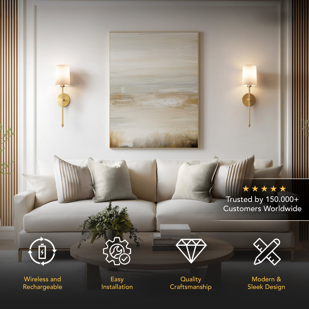 Wall Lamp Battery-Operated Remote Control No-Drill Adhesive Mount