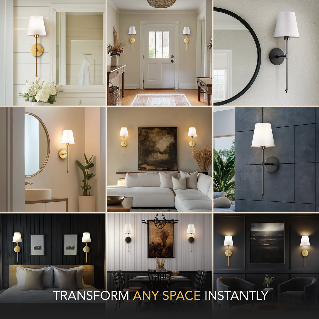 Wall Lamp Battery-Operated Remote Control No-Drill Adhesive Mount