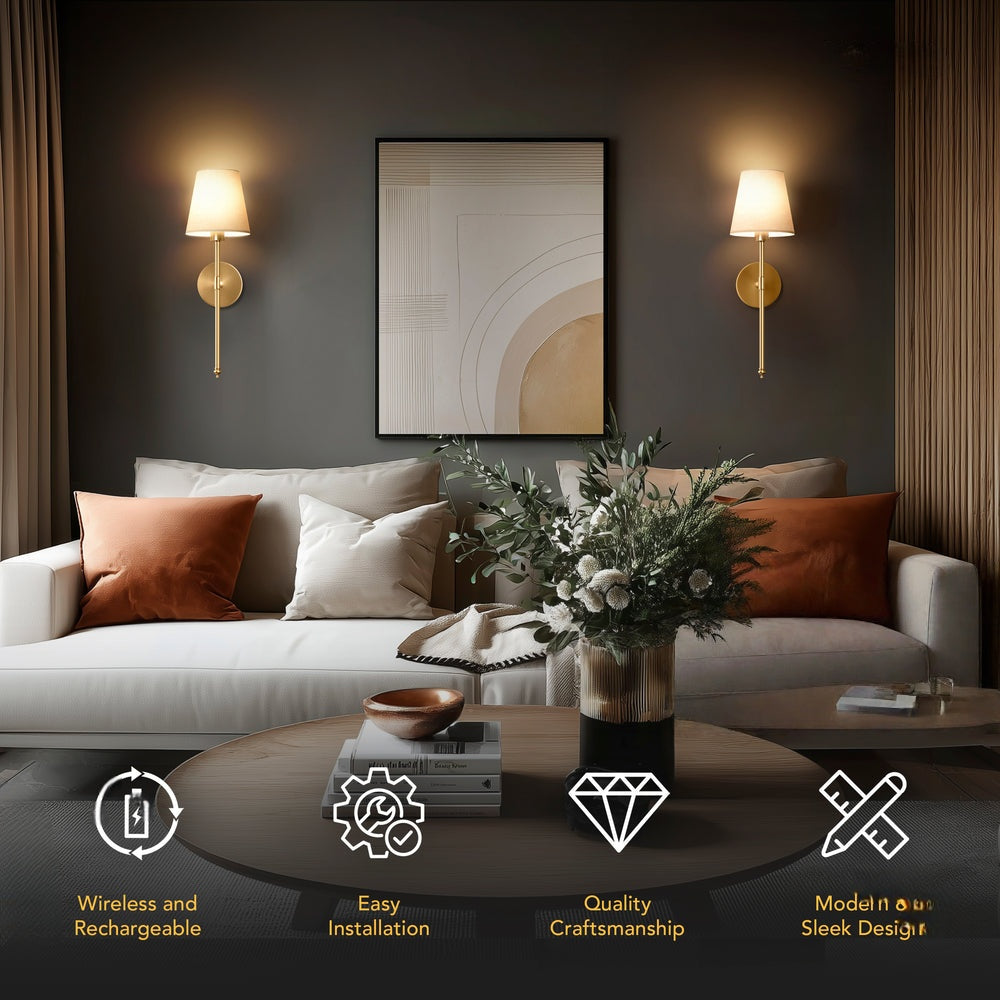 Wall Lamp Battery-Operated Remote Control No-Drill Adhesive Mount